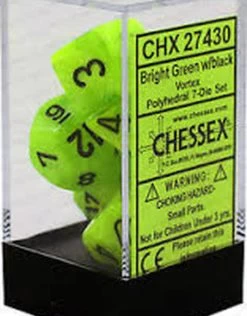 Chessex Poly Dice Set Vortex Bright Green W/ Black