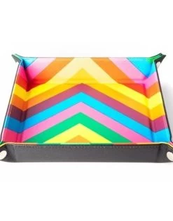 Folding Dice Tray Rainbow Leather