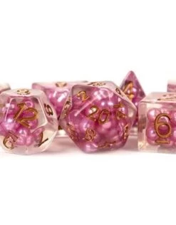 Poly Dice Set Pearl: Pink W/ Copper