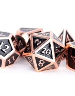 Poly Metal Dice Set Copper W/ Black Enamel