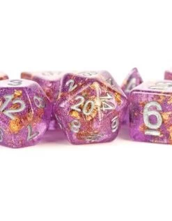 Poly Set Dice Purple W/ Gold Foil
